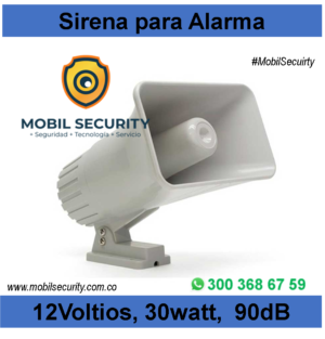 Sirena Cónica 12 Voltios 30 Watts 90Db