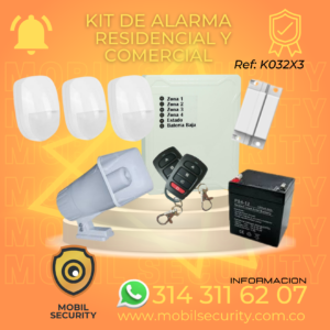 Kit alarma Comercial y Residencial con 3 Detectores de movimiento y 2 Controles Ref: K032X3