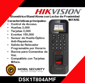 Biometrico Stand Alone con Lector de Proximidad MIFARE / 3,000 Huellas / TCP-IP / 150,000 Eventos