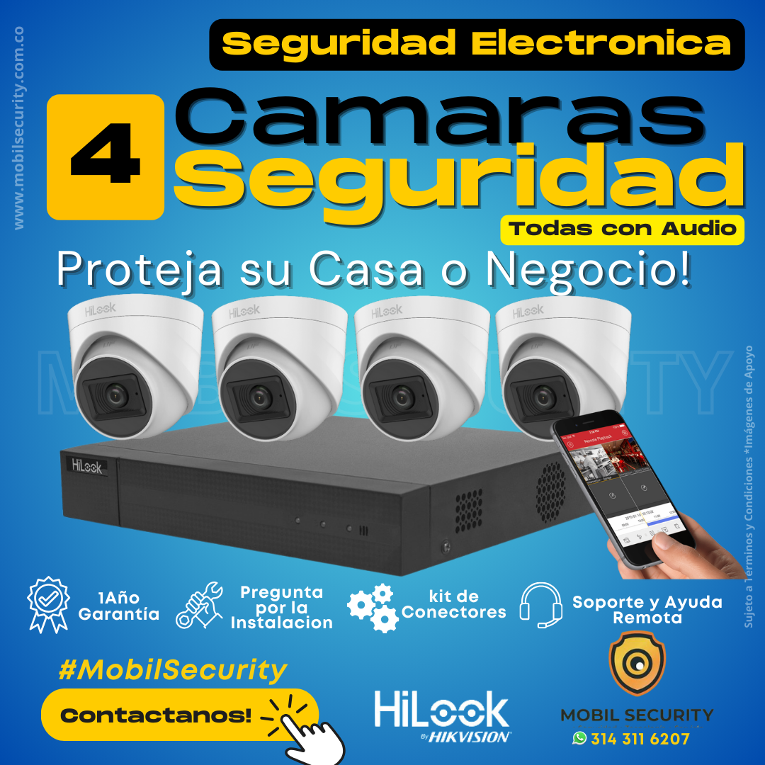 Cámaras de seguridad con Audio Incorporado. Kit K4C4AU ⭐⭐⭐⭐⭐ 5/5
