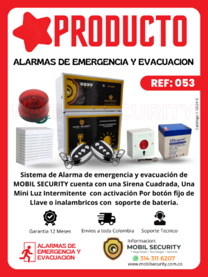 Sistema de Emergencia y evacuación Visual y Sonido Alerta Temprana Salida de Emergencia Bogotá Ref 053