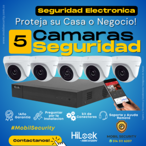 Cámaras de Seguridad Hiklook, Kit de un DVR 8 Canales, 5 Cámaras de Seguridad Bogota