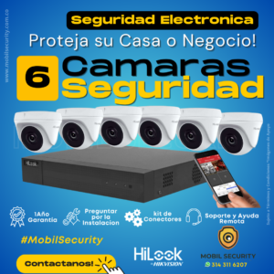 Cámaras de Seguridad Hiklook, Kit de un DVR 8 Canales, 6 Cámaras de Seguridad Bogota