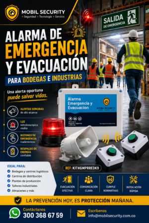 Alarmas audibles y visuales para emergencia Colombia.
